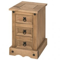 DC Corona 3 Drawer Narrow Bedside Cabinet Waxed Pine